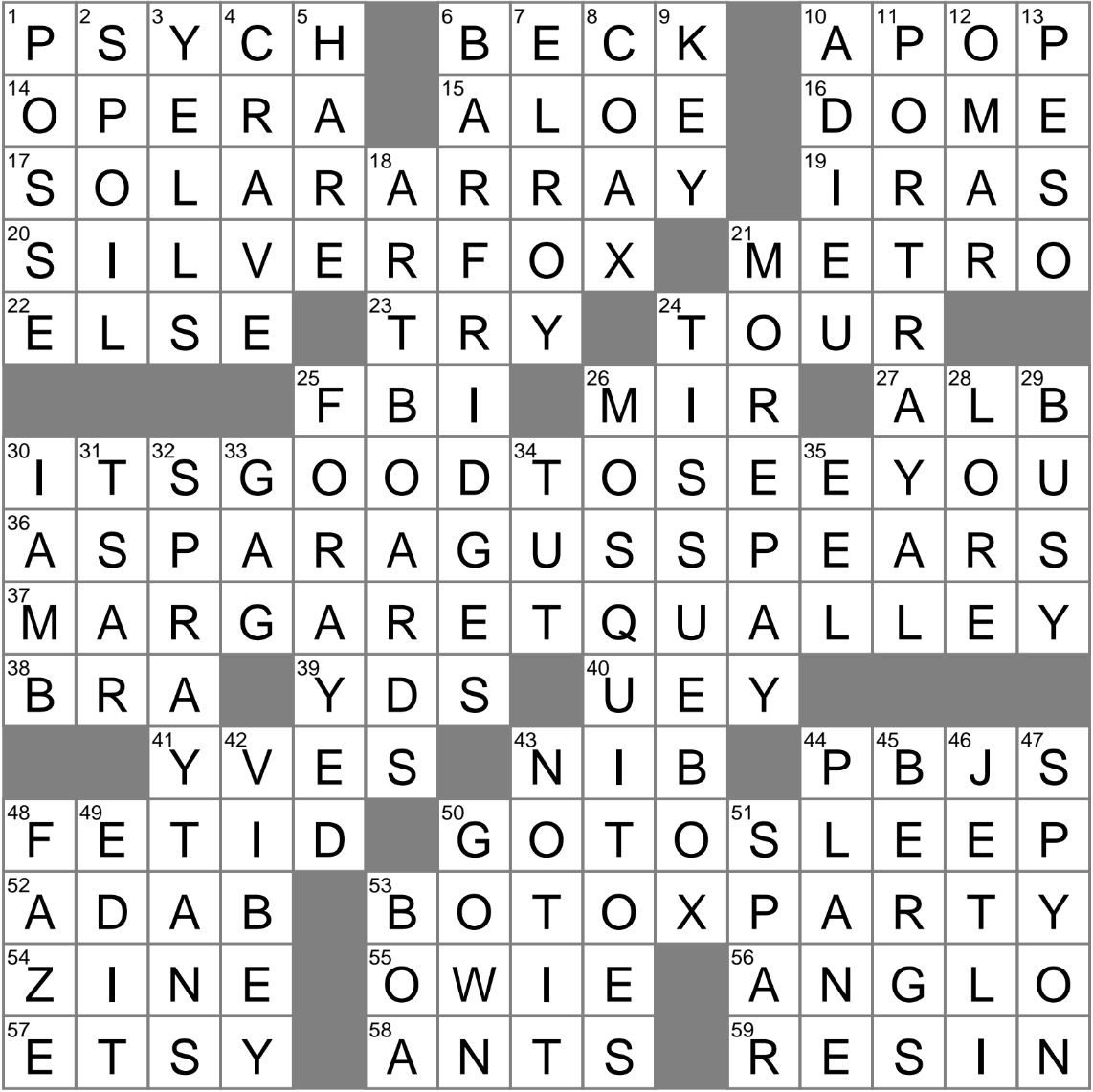 Springtime Side Crossword Clue