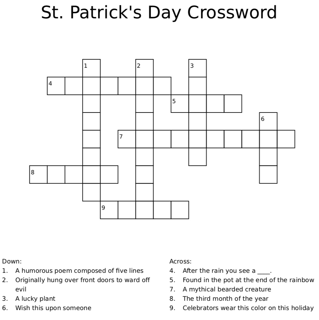 St Patrick s Day Crossword Puzzle The Oarsman