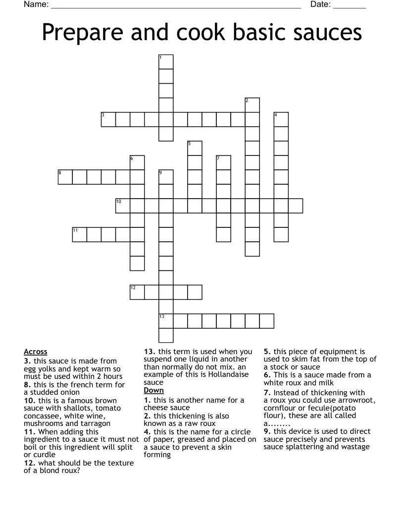 Hollandaise Ingredient Crossword