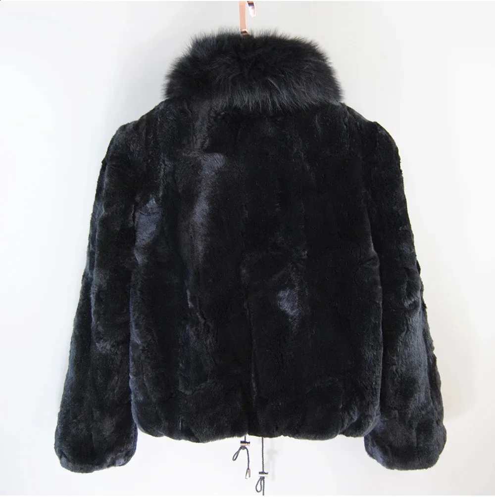 Style Women Rex Rabbit Fur Coat Warm Soft Short Overcoat With Big Fox Collar Quality Winter Jacket From Kuo03 231 68 DHgate Com