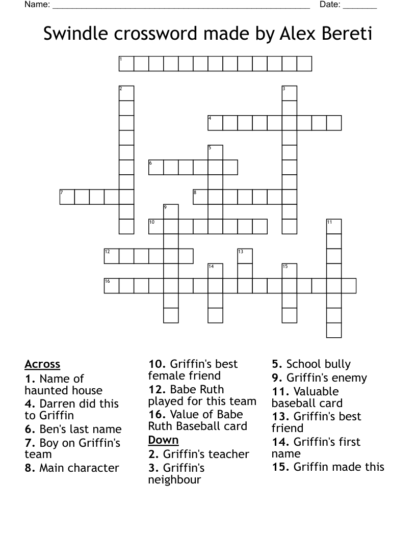Swindle Crossword Clue