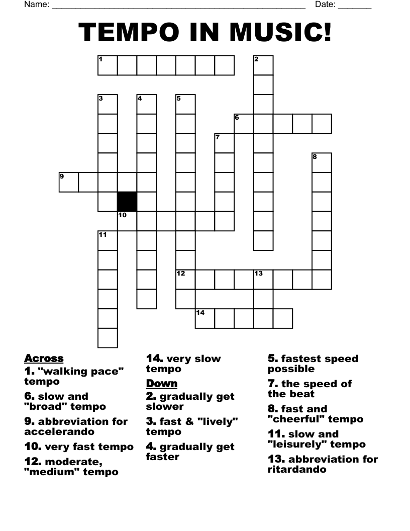 Slow In Music Crossword