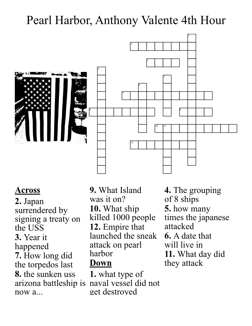 The Attack On Pearl Harbor Crossword WordMint The Attack On Pearl Harbor Crossword WordMint