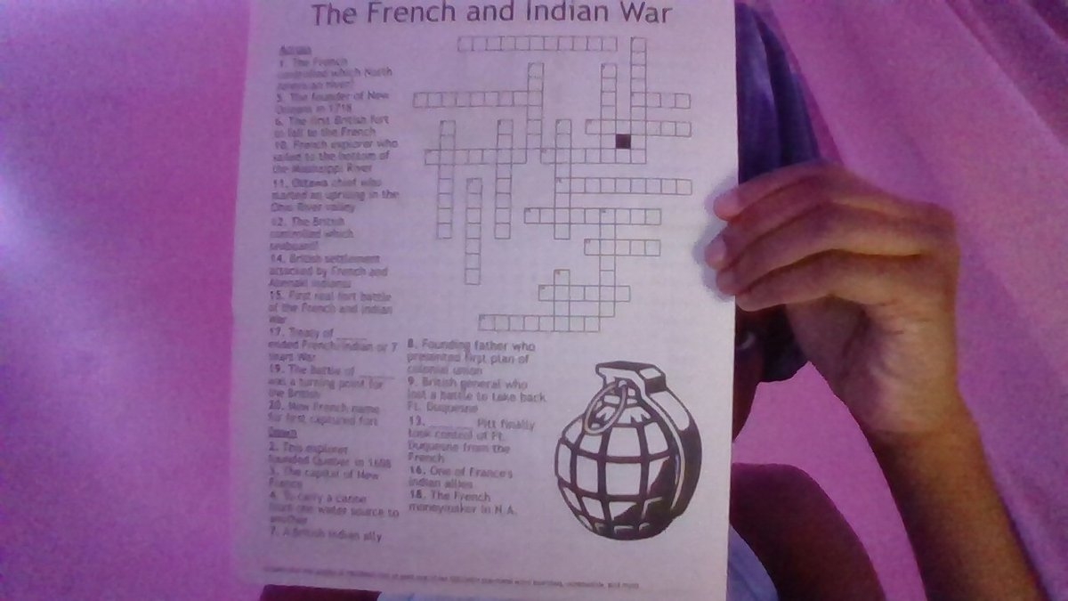 The French And Indian War Crossword Puzzle Across The French Controlled 