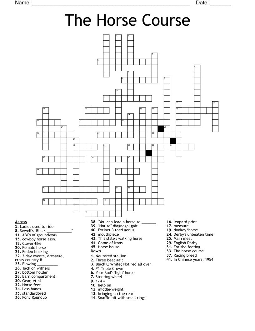 The Horse Course Crossword WordMint