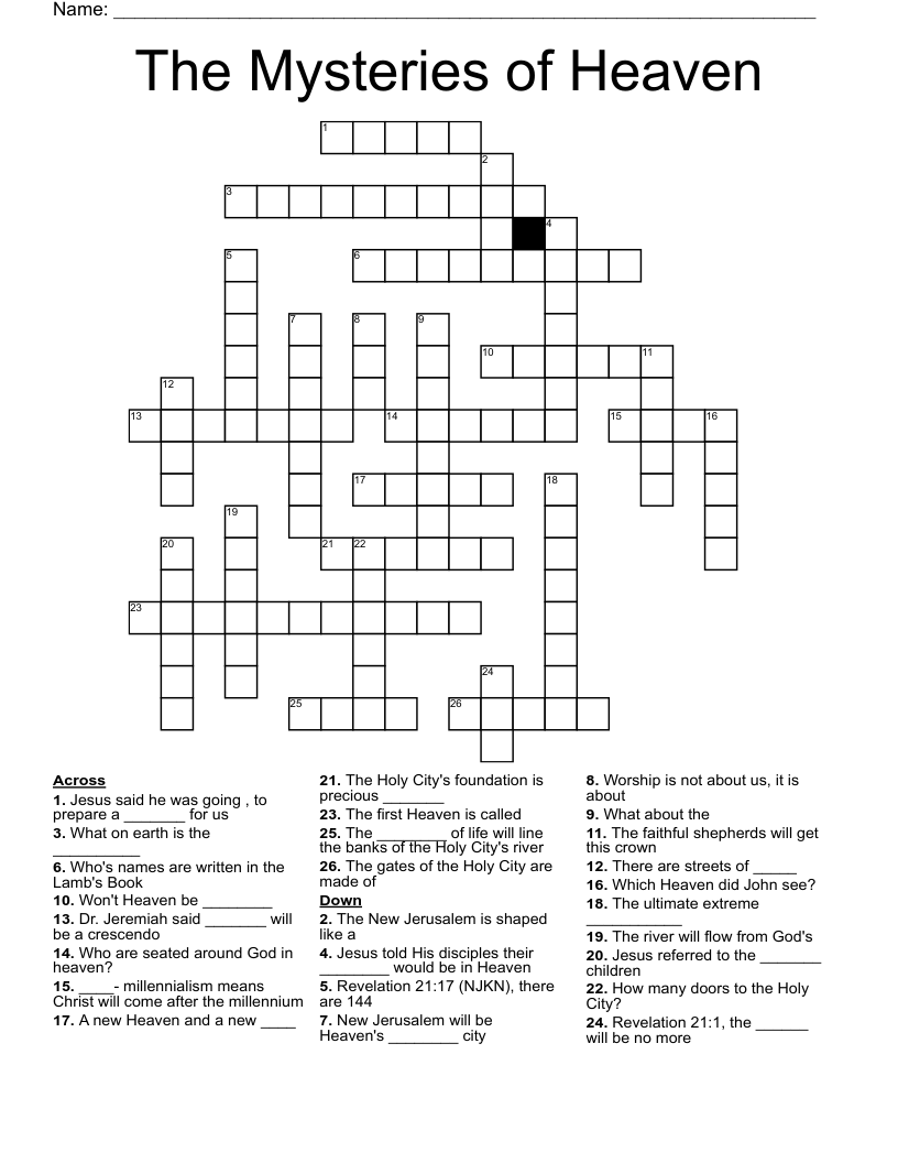 Crossword Heaven Clues