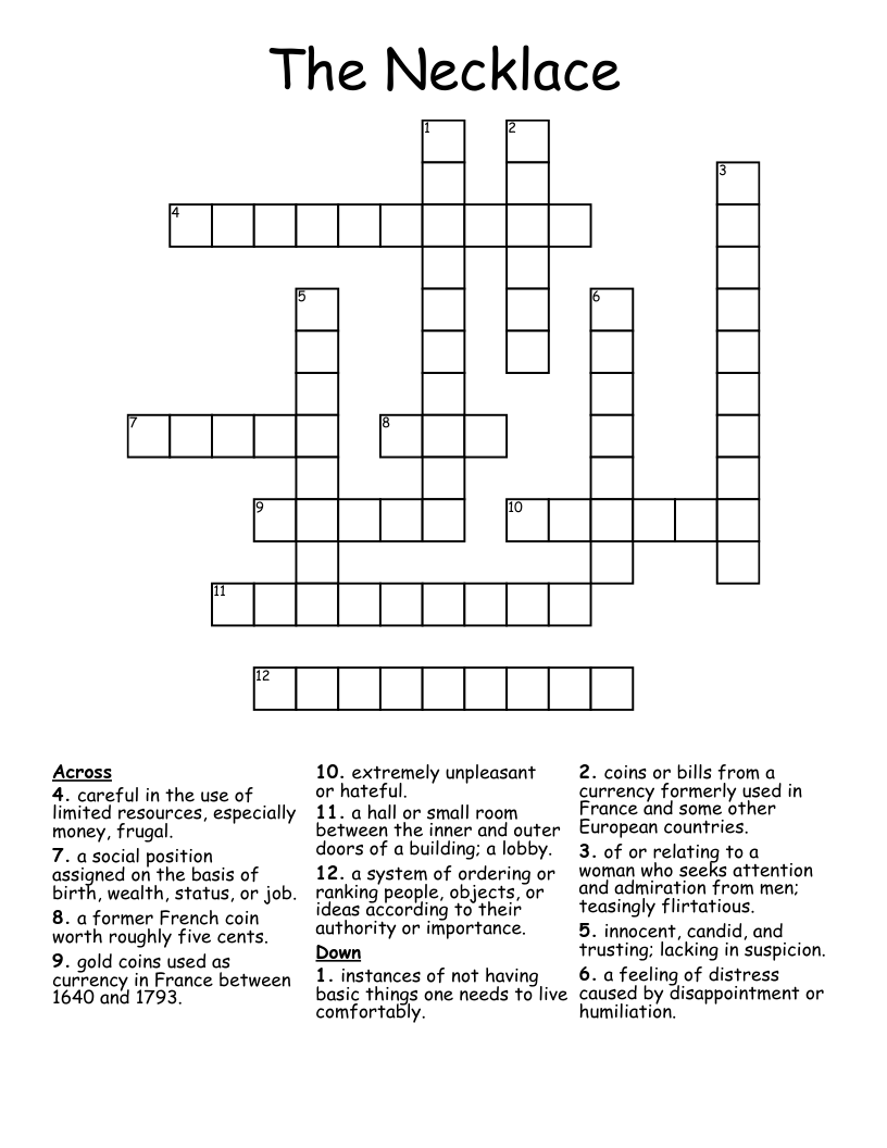 The Necklace Crossword WordMint