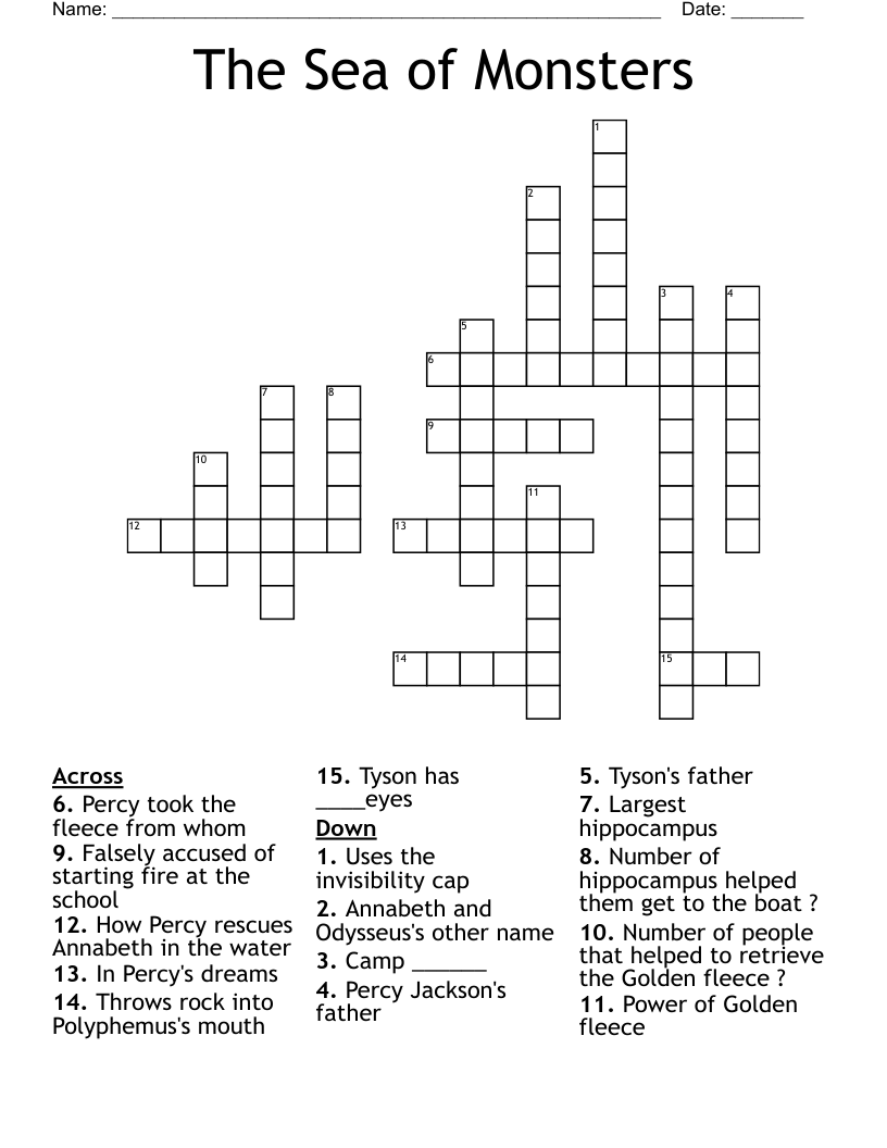 The Sea Of Monsters Crossword WordMint
