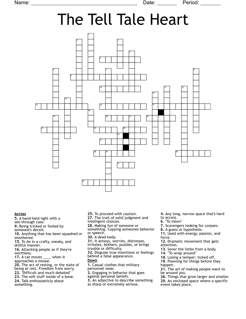 The Tell Tale Heart Crossword WordMint