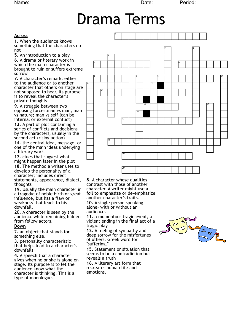 Theatre Arts I Week 1 2 Vocabulary Crossword WordMint