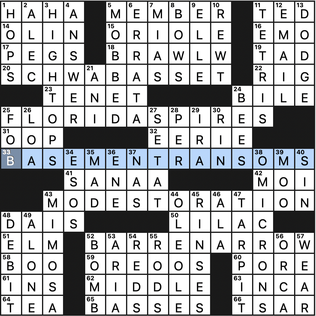 wall street journal crossword answers today
