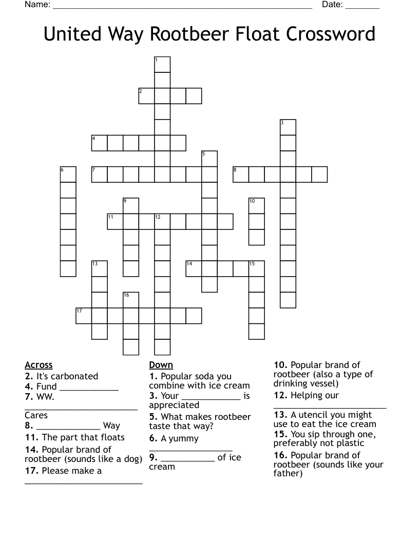 Root Beer Brand Crossword