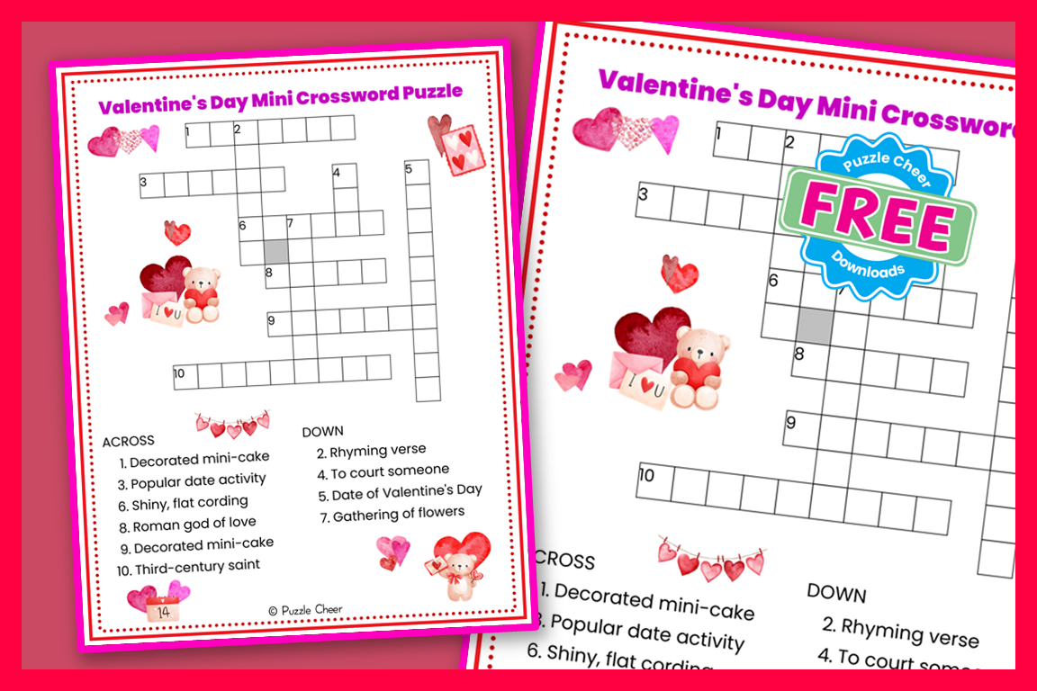 Valentine s Day Mini Crossword Puzzle Puzzle Cheer