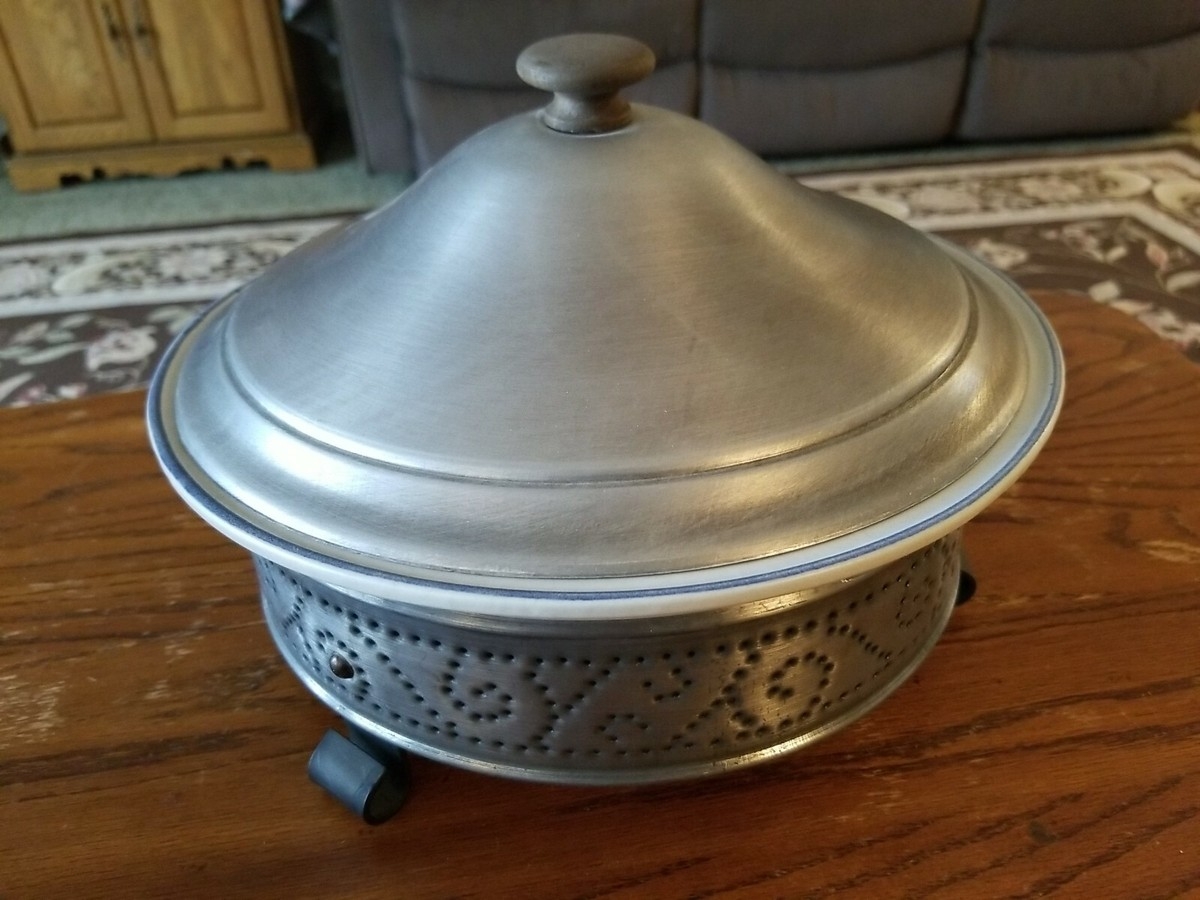 Vintage Pfaltzgraff Aluminum Covered Baking Blue Serving Dish F Hot Foods 6 370 EBay