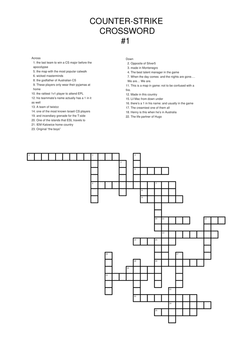 Want To Train Your Brain While Watching ESLProLeague This Sunday Try Your Hand At stunna s Counter Strike Crossword Challenge Drop Your Finished Crosswords Below 