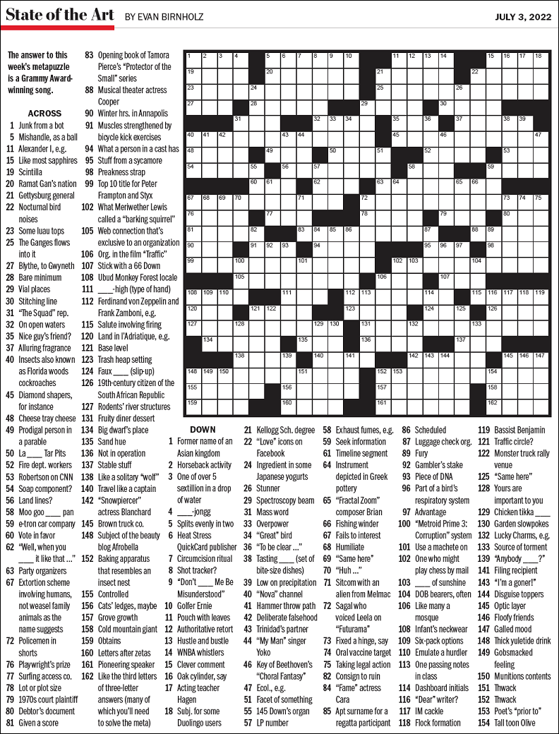 Sunday Crossword Evan Birnholz
