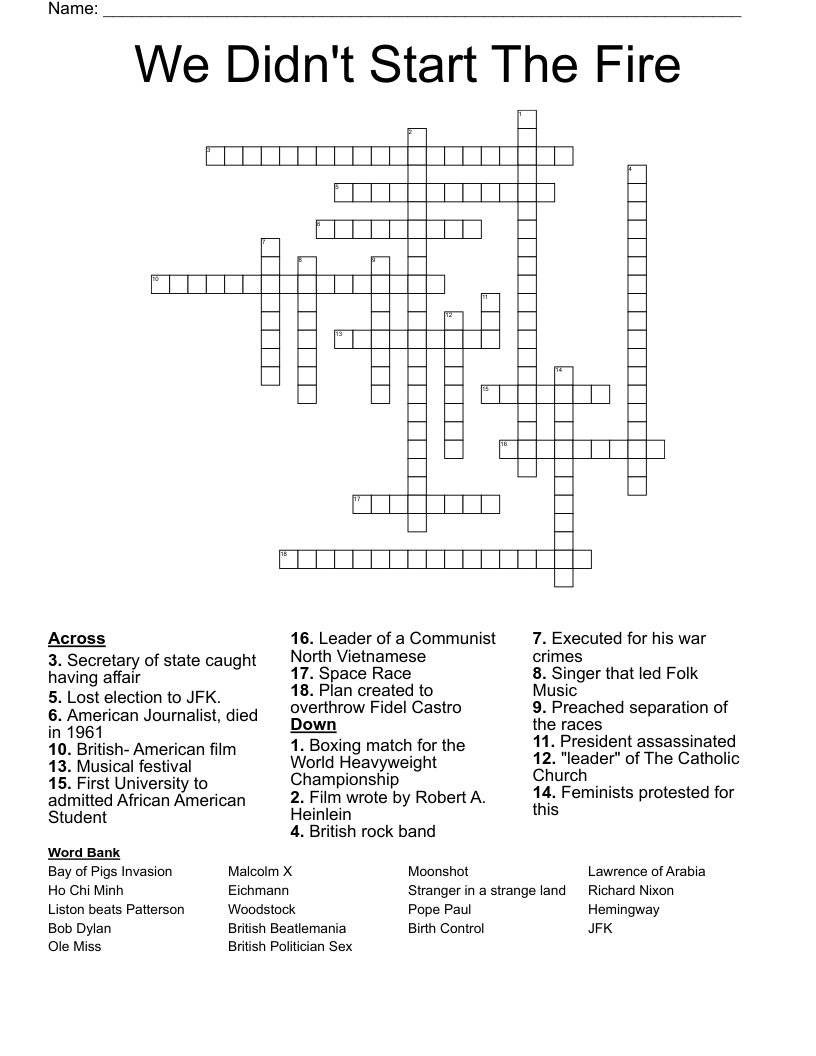 Fire Starting Rock Crossword