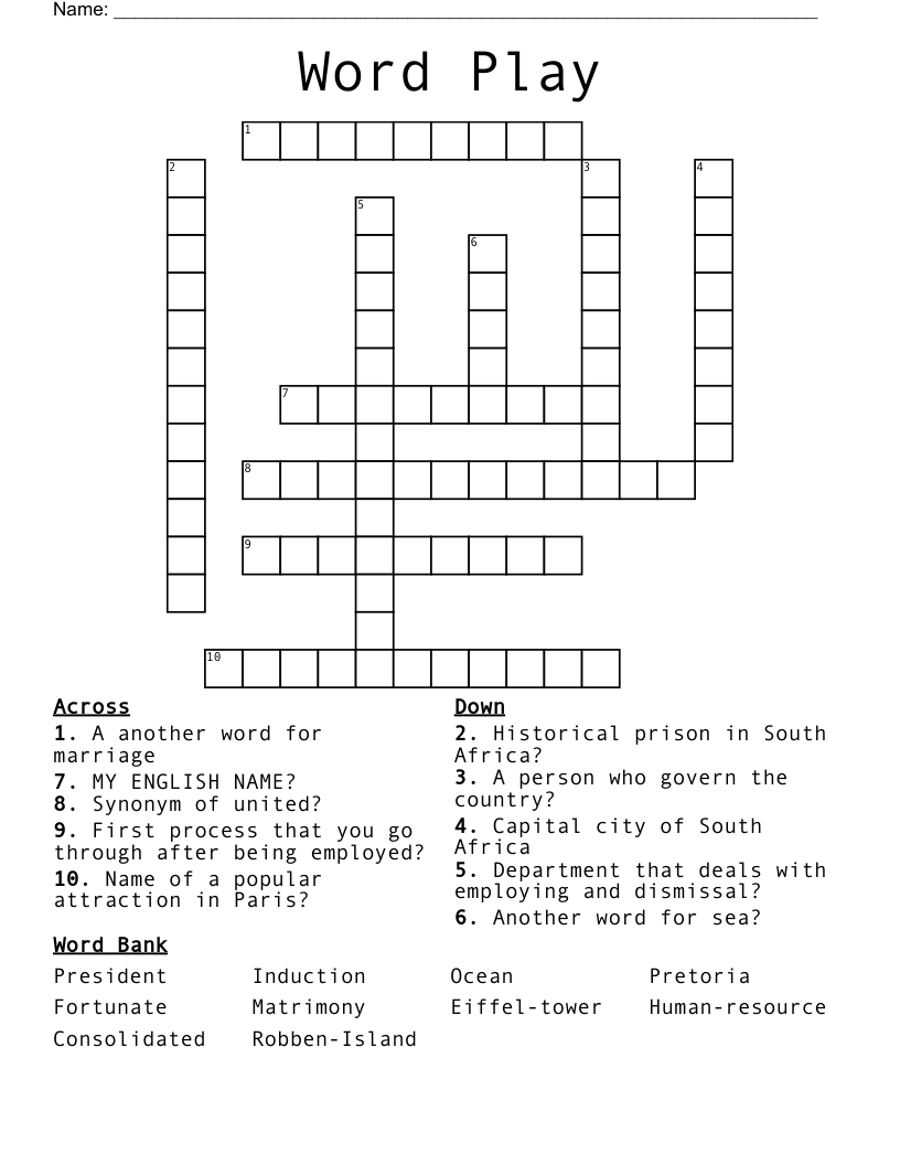 Wordplay Crossword Clue