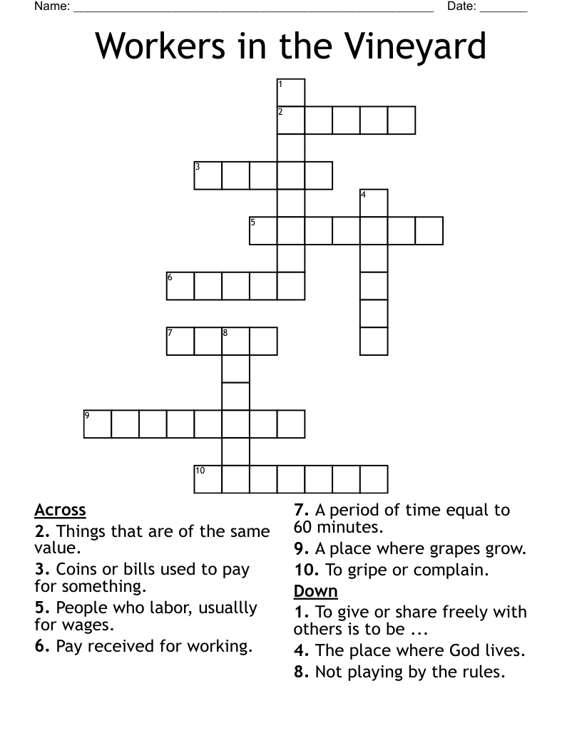 French Vineyard Crossword