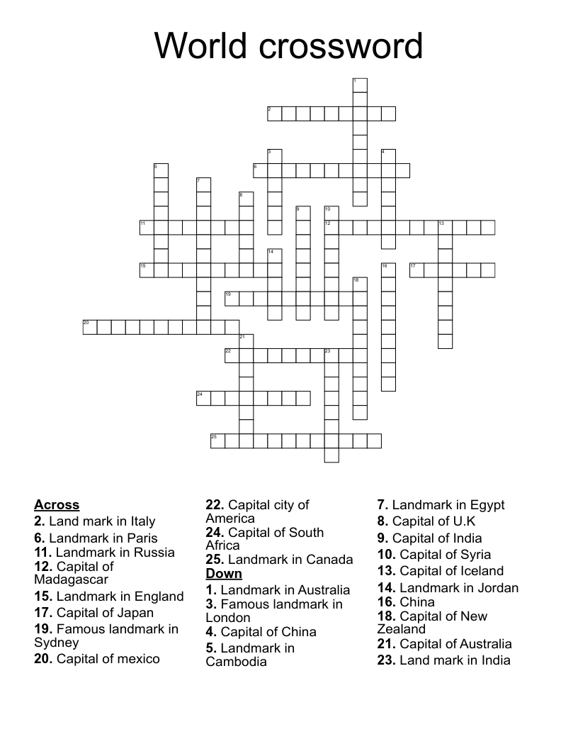 India Iceland And Others Crossword