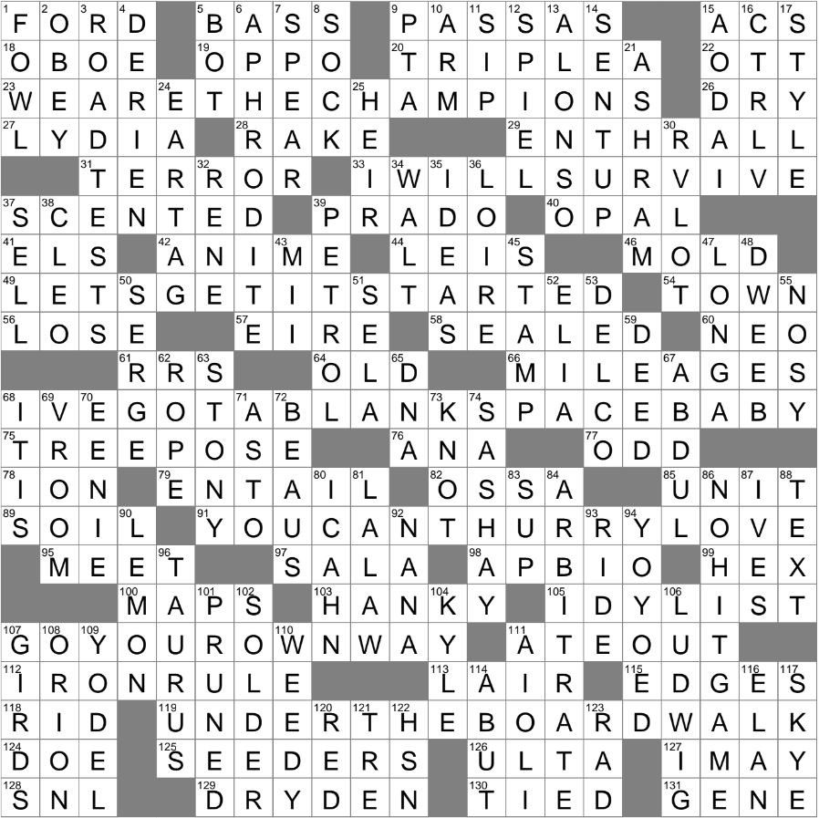 Pastoral Poem Crossword