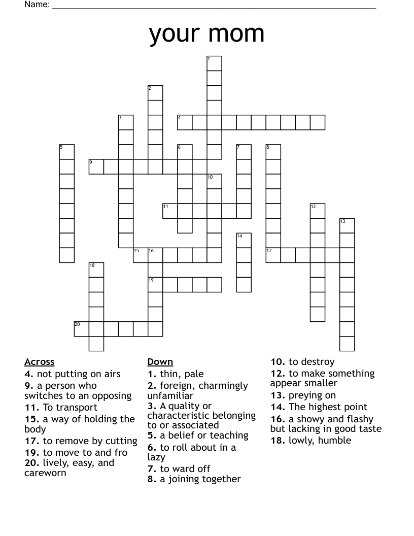 Your Mom Crossword WordMint