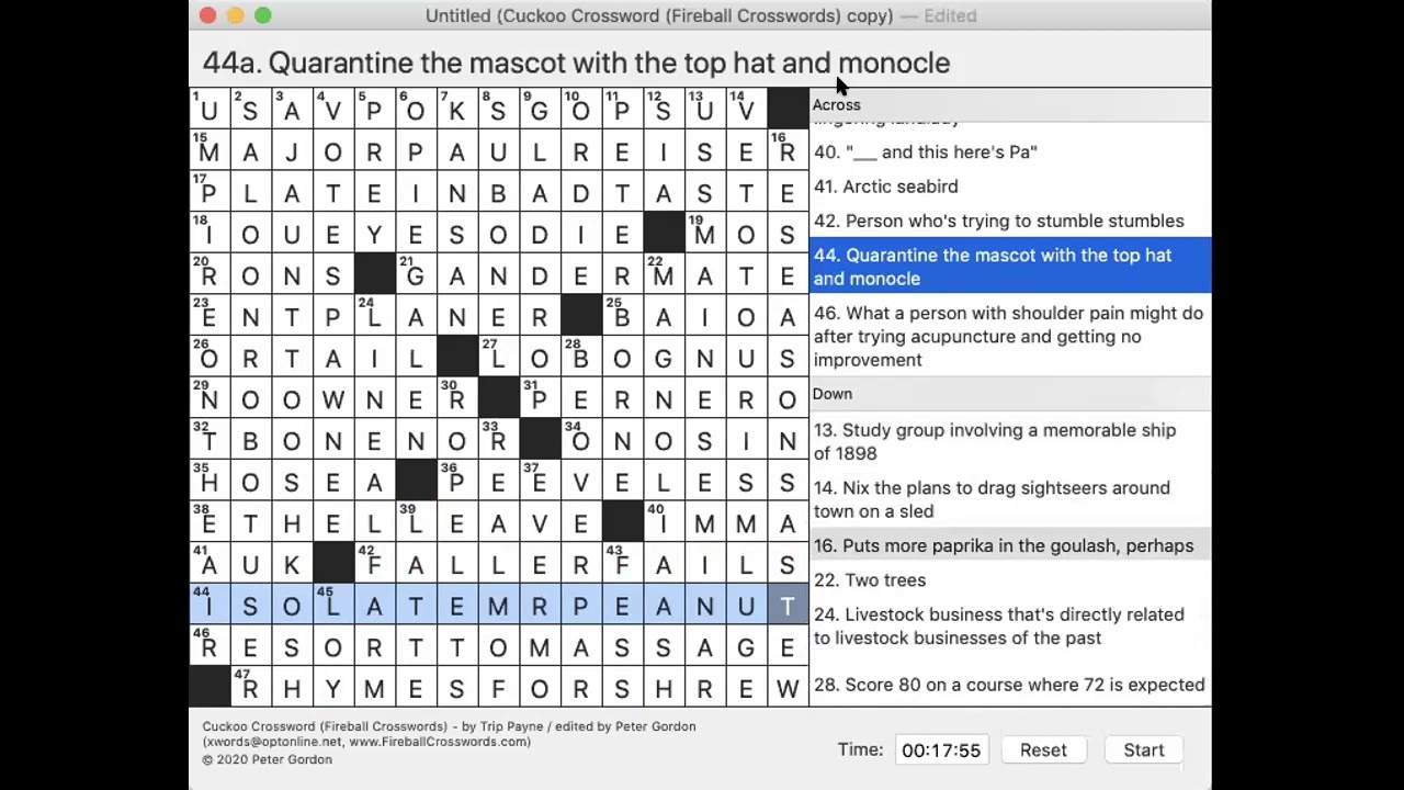 Black Cuckoo Crossword